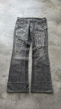Japanese Grey Patchwork Bootcut Jeans W32