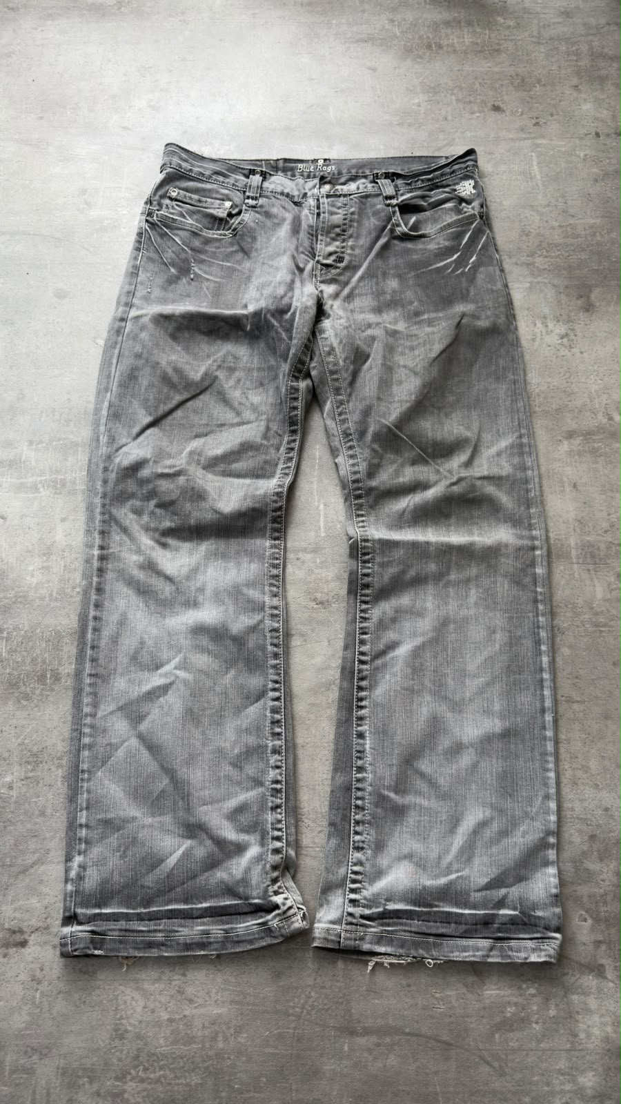 Japanese Washed Bootcut Jeans Grey L