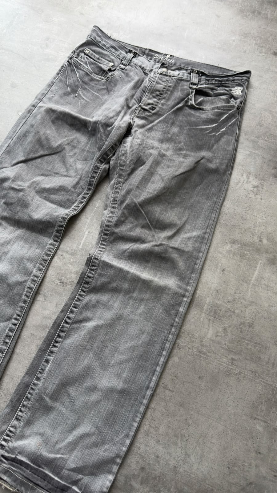 Japanese Washed Bootcut Jeans Grey L