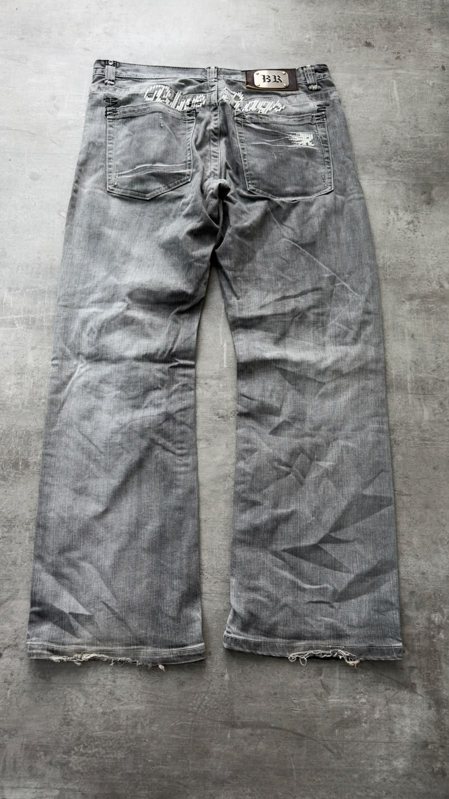 Japanese Washed Bootcut Jeans Grey L